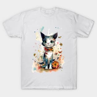 Cat with flower T-Shirt